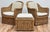Vintage braided wicker rattan arm chairs with square ottoman in the style of Wicker Works. Beautiful wicker braiding...