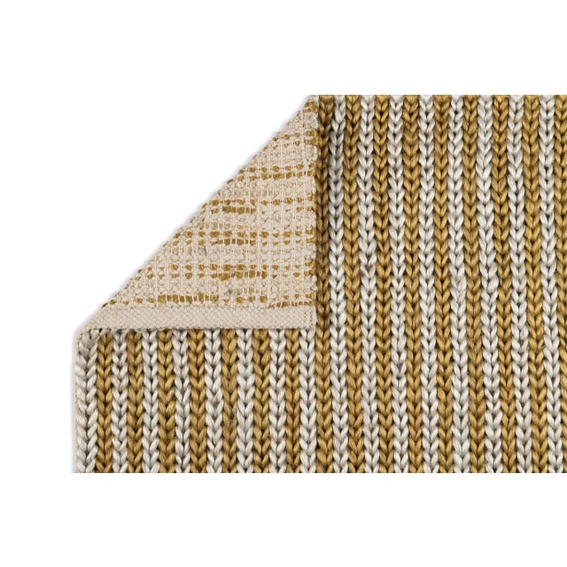 Part & Parcel Goods Jute Braid Runner, 2’6”x10’, Olive and Sky Blue Stripe For Sale - Image 4 of 4