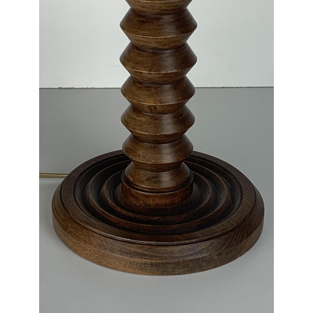 Wood Modern French Turned Wood Table Lamp by Charles Dudouyt, 1930s For Sale - Image 7 of 17