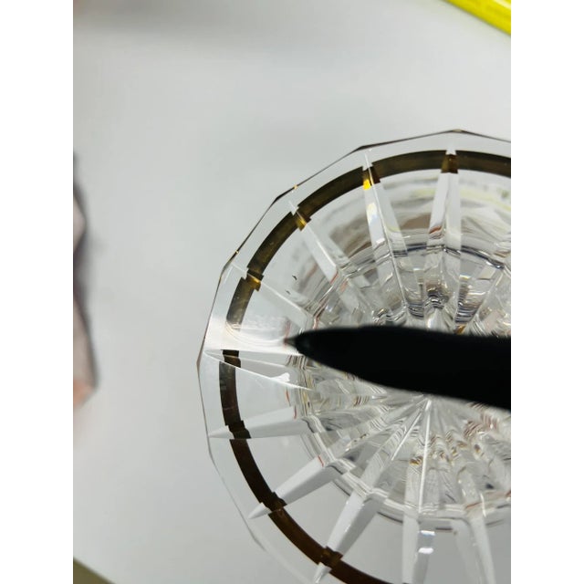 Antique Moser Crystal Cut Glass Engraved "Swimming Fish" Gold Vase For Sale - Image 9 of 10