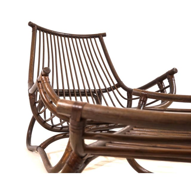 Brown Set of Manou Rattan Pagoda Lounge Chair with Ottoman, 1970s For Sale - Image 8 of 18