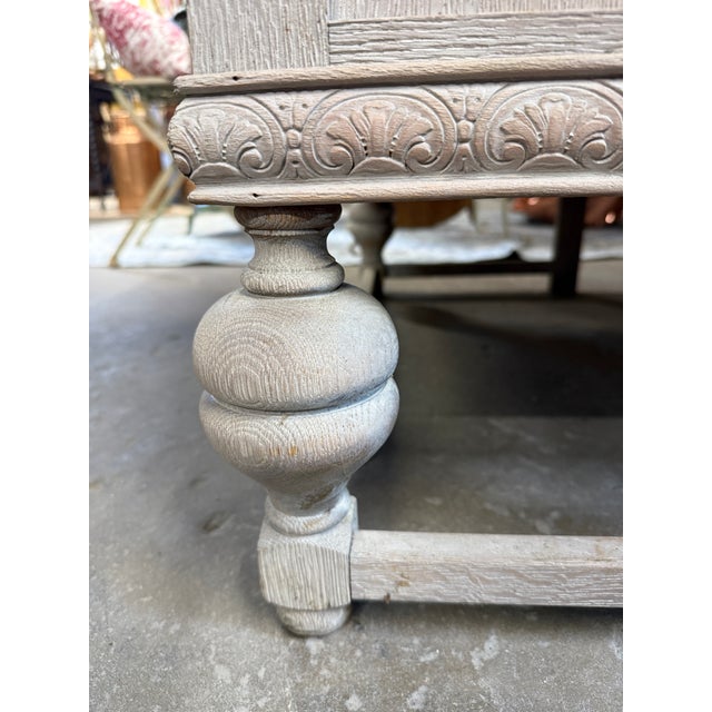 19th Century French Stripped Oak Secretary Desk With Carved Details For Sale - Image 9 of 9