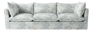 Sophie Conran Coco 4 Seater Sofa - Andrew Martin Midsummer Faded Blue with Knife Edge Cushion