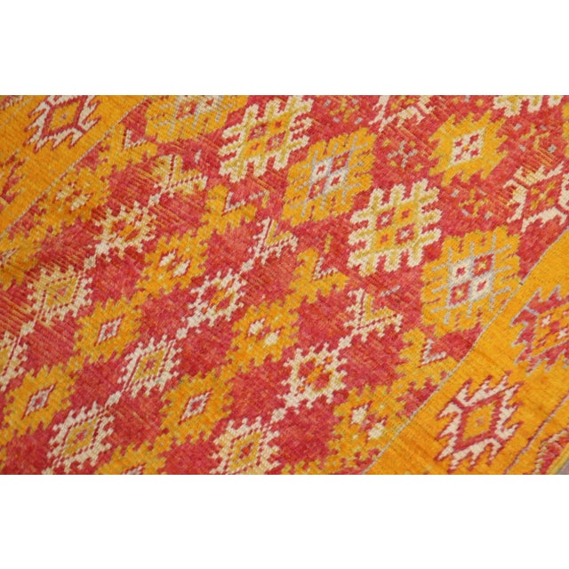 One of a kind, mid-20th-century Hand-knotted Moroccan Rug in bright red and saffron. Professionally Washed & personally...