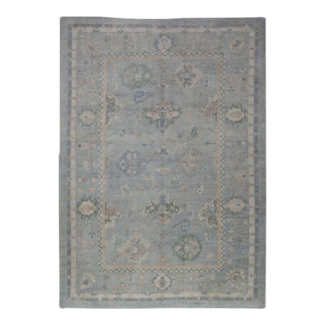 Oriental Hand Knotted Rug Turkish Oushak 9'1" x 12'4" For Sale