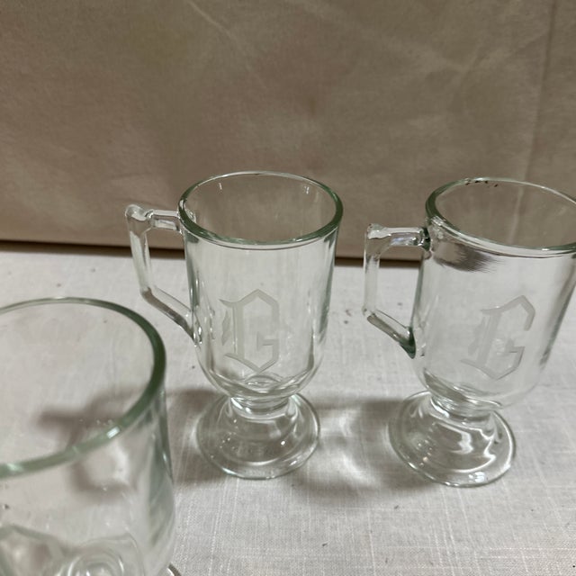 Mid-Century Modern 1970s Collection of "D" Monogrammed Glasses With Handles- Set of 4 For Sale - Image 3 of 6