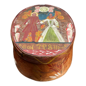 Antique Swedish Polychrome Painted Marriage Box Dated 1798