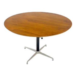 Hi-Lo Convertible Dining to Coffee Adjustable Height Round Table Danish MCM