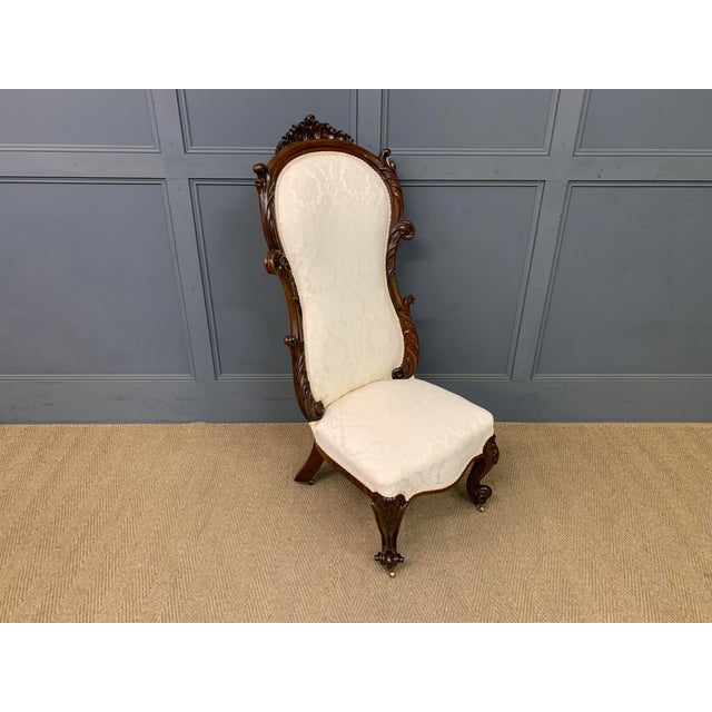 Brown Victorian Rosewood High Back Chair, 1870 For Sale - Image 8 of 14