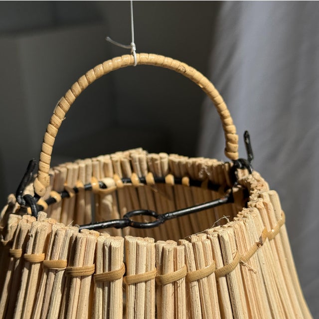 Woven Wicker Bulb Pendant Light For Sale - Image 15 of 18
