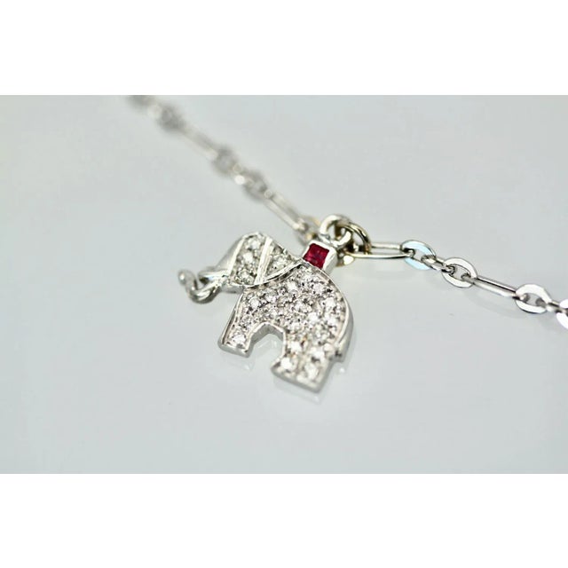 1960s 1960s Deco Platinum Charm Necklace For Sale - Image 5 of 9