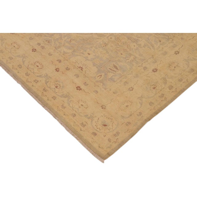 Boho Chic Boho Chic Ziegler Green Beige Hand-Knotted Wool Rug - 9'2'' X 12'1'' For Sale - Image 3 of 7