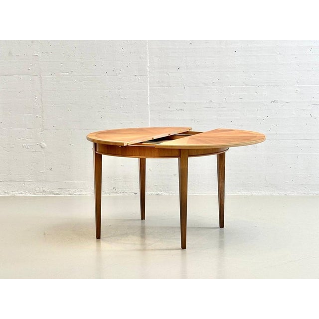 Round Extendable Cherrywood Table with Star Veneer, 1950s For Sale - Image 6 of 16