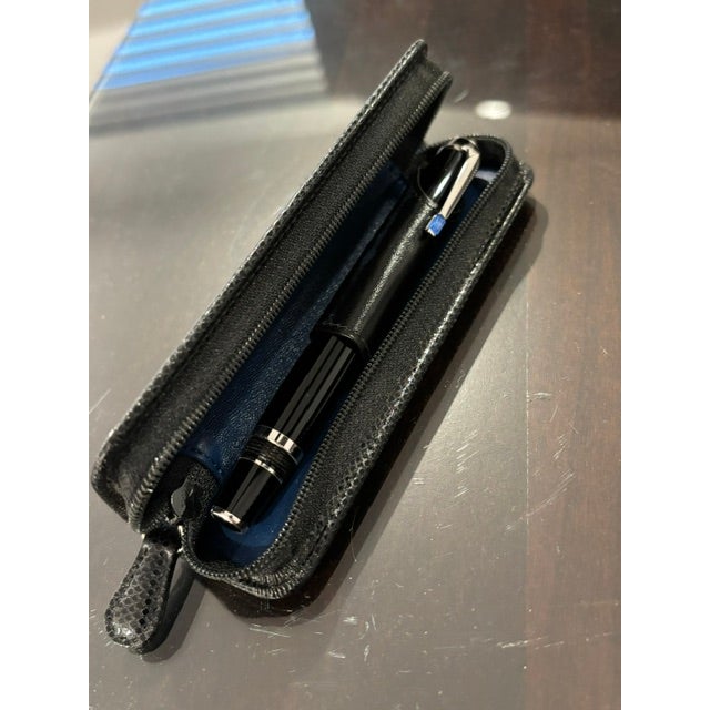 Metal Vintage Montblanc Bohème Bleu Rollerball Pen & Matching Leather Zip Case Set For Sale - Image 7 of 8