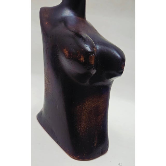 Mid 20th Century African Carved Wood Modernist Sculpture Male and Female Busts - A Pair For Sale - Image 16 of 18