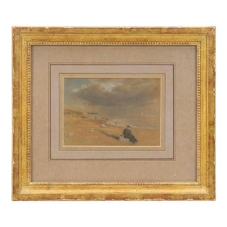 Beach Scene Pastel Tom Robert Way Attributed For Sale