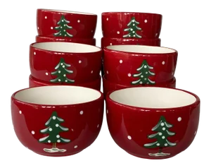Vintage Hand-Painted Christmas Bowls - Sold Individually