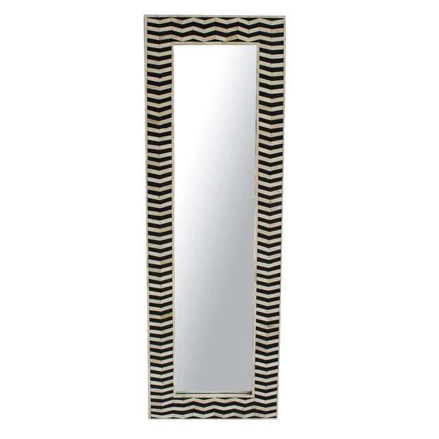 Black & White Zig-Zag Full-Length Mirror For Sale