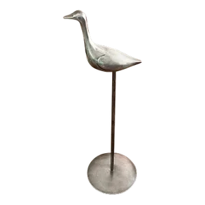 Mid-Century Chrome Crane Figurine Statue or Hat Stand 18" High