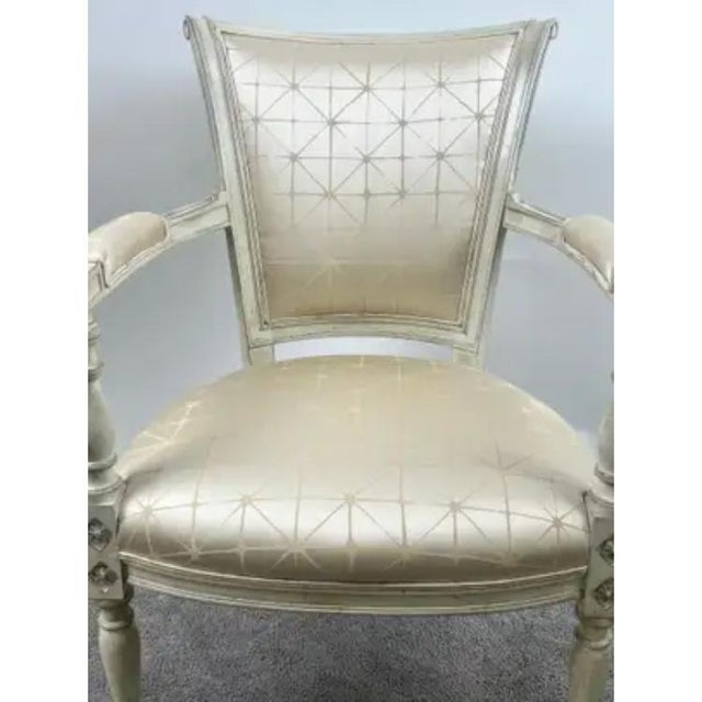 French Academic Revival Louis XVI Style Off-White Painted Chair C 1930's, a Pair For Sale - Image 13 of 16