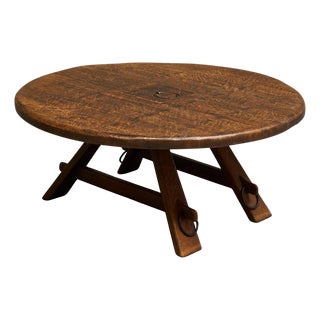 Mid-Century Coffee Table in Oak and Wrought Iron, 1960s For Sale
