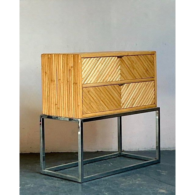 Vintage a Boho Chevron Split Bamboo Chest of Drawers For Sale In West Palm - Image 6 of 9