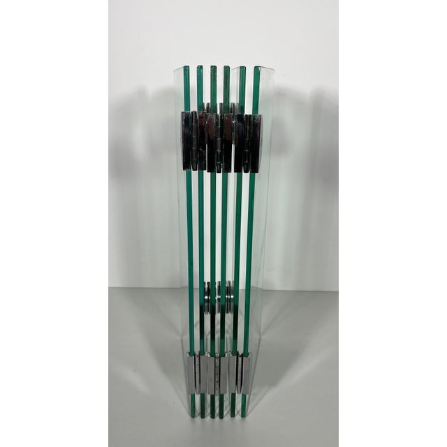 Exceptional fireplace screen made of 6 glass panels and chrome hinges For Sale - Image 11 of 12