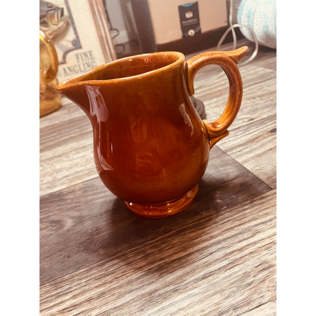 American Vintage Mini McCoy Amber Glazed Ceramic Creamer Pitcher For Sale - Image 3 of 4
