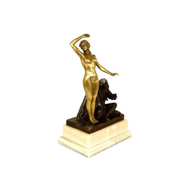 Art Nouveau Allegorical Female Nude, Early 20th Century, Gilt Bronze Sculpture For Sale - Image 5 of 10