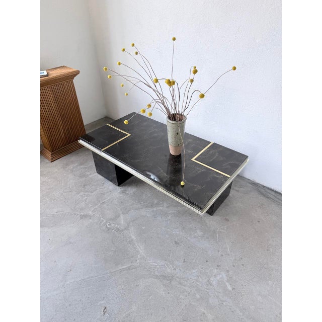 Lacquered and Brass Coffee Table, 1970s For Sale - Image 10 of 18
