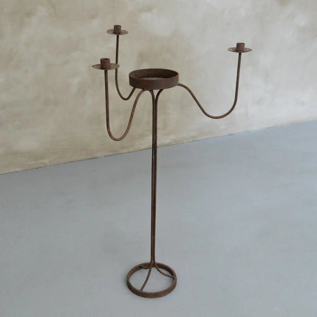 1940s French Iron Floor Candelabra For Sale - Image 4 of 8