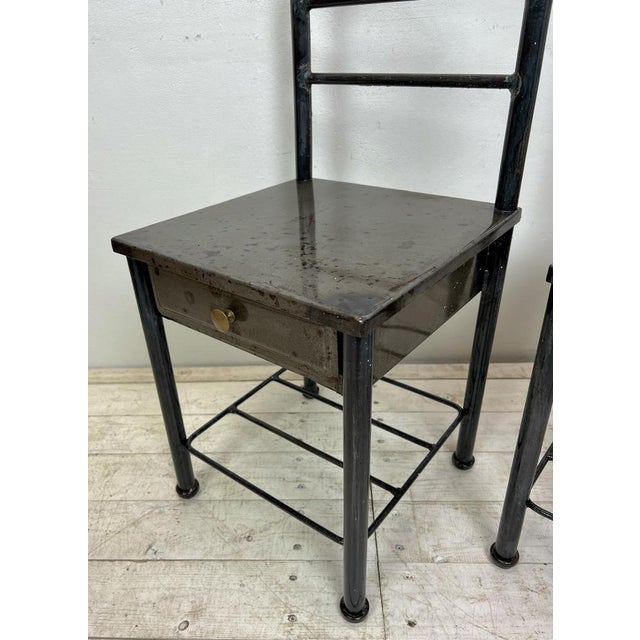 Metal French Industrial Steel Nightstands, 1950s, Set of 2 For Sale - Image 7 of 17