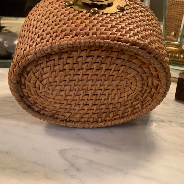 Vintage Asian Wicker Basket Purse For Sale In Palm Springs - Image 6 of 10