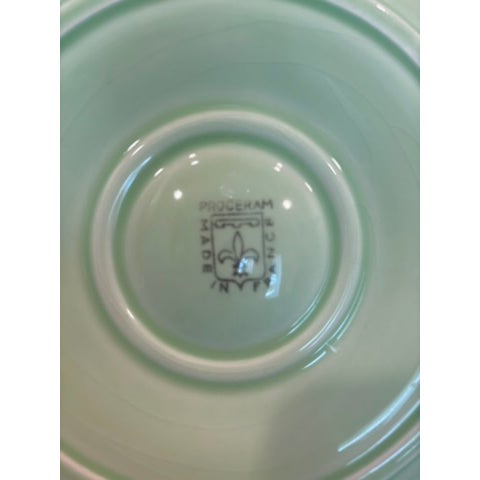 Vintage French Green Majolica Oyster Plate, Proceram For Sale - Image 9 of 13
