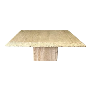 1970s Square Travertine Coffee Table With Unhoned Edge Mid Century