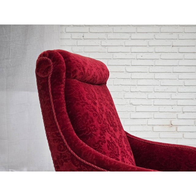 Vintage Danish Oak Armchair with Velour Upholstery, 1950s For Sale - Image 15 of 17
