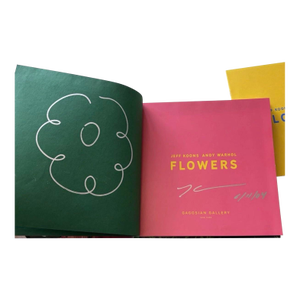 Jeff Koons Signed Autograph Book Flower Doodle Drawing Gagosian Warhol Catalog