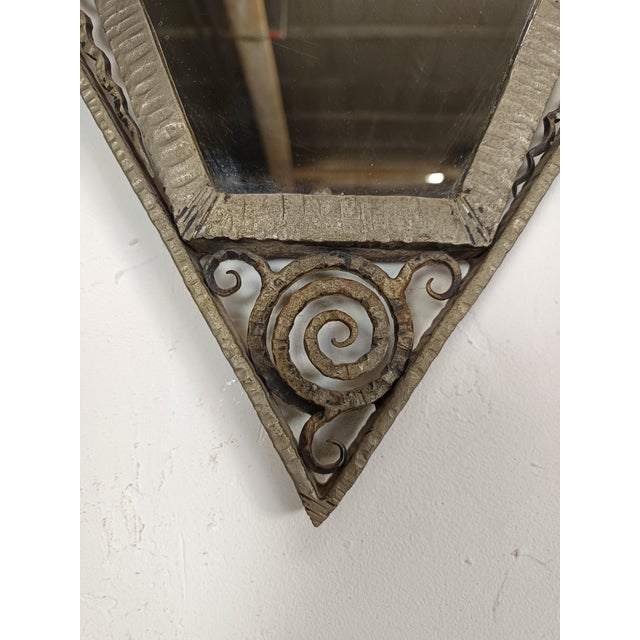 Glass Art Deco Wrought Iron Mirror, 1920s For Sale - Image 7 of 13