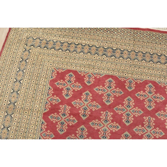 Textile Bokhara Jaldar Rug 8’1” X 10’1” Pink Wool Tribal Hand-Knotted Oriental Carpet For Sale - Image 7 of 14