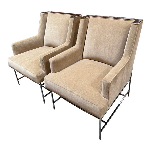 Michael Weiss for Vanguard Furniture Mohair Chairs, Pair For Sale