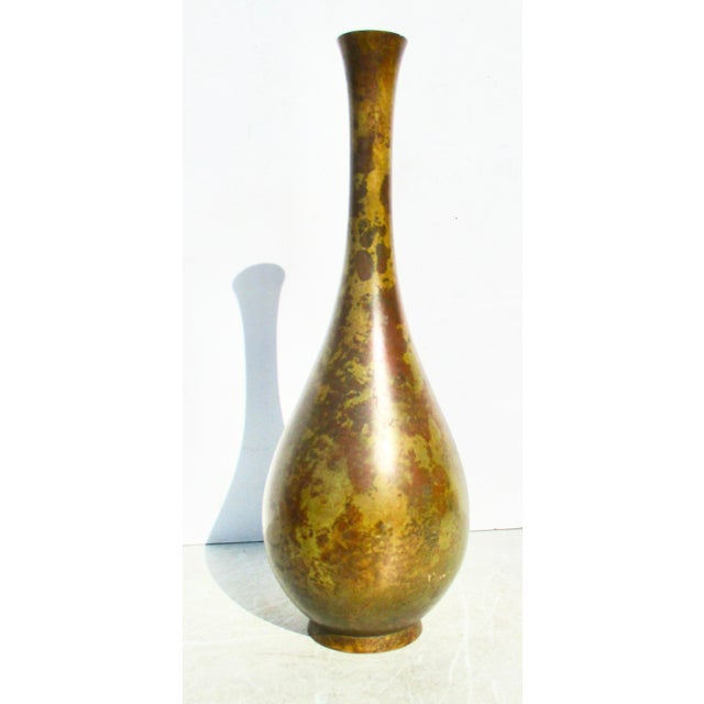 Japanese Mid-Century SSKK Japanese Bronze Vase Ghost Marked For Sale - Image 3 of 8