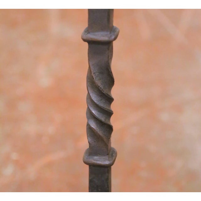 Metal Mid-Century French Gothic Hand-Forged Iron Fireplace Serviteur Set For Sale - Image 7 of 10