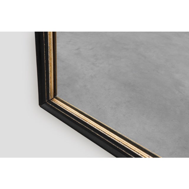 Wood French Louis Philippe Mirror in Black Laquered and Gilted Wood, 1850 For Sale - Image 7 of 10