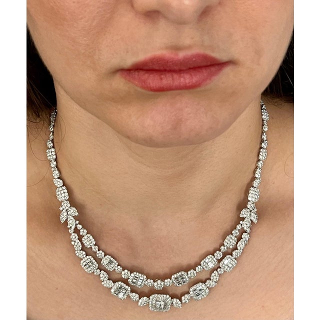 18 Carats VS E Quality Diamond 18 Karat White Gold Necklace Bridal Brand New For Sale In New York - Image 6 of 18
