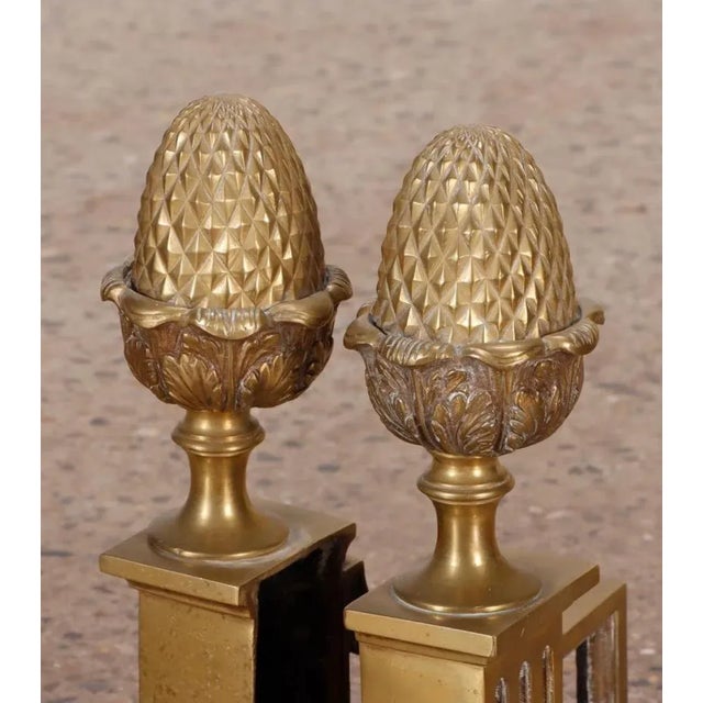 Metal Pair of 1940s French Gilt Bronze Chenets or Andirons in the Form of Either Pineapples, Pine Cones or For Sale - Image 7 of 7
