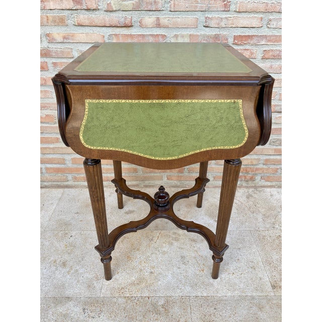 Mid 20th Century Game Table in Walnut with Green Leather For Sale - Image 16 of 18