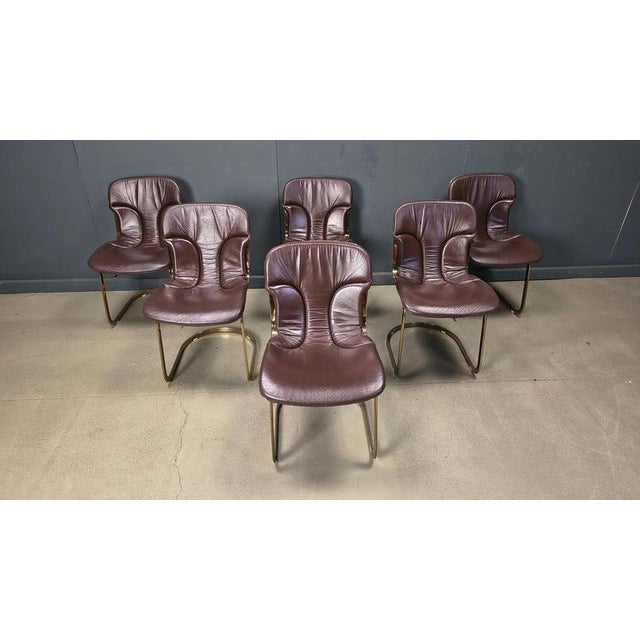 Vintage Dining Chairs in Leather from Cidue, 1970s, Set of 6 For Sale - Image 9 of 14