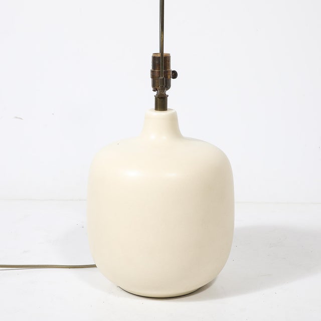 Ceramic Mid-Century Off White Glazed Ceramic Table Lamps by Lotte & Gunnar Bostlund For Sale - Image 7 of 17