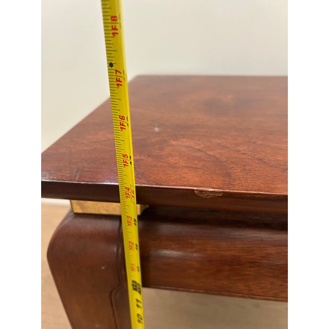 Mid-Century Modern Mid 20th Century Ming Style Wood End Table With Brass Accents For Sale - Image 3 of 9