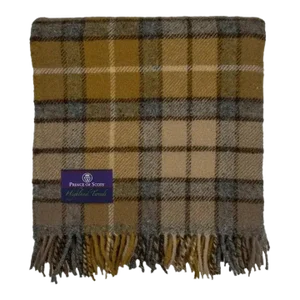 Highland Tweeds Wool Fluffy Throw - Natural Buchanan